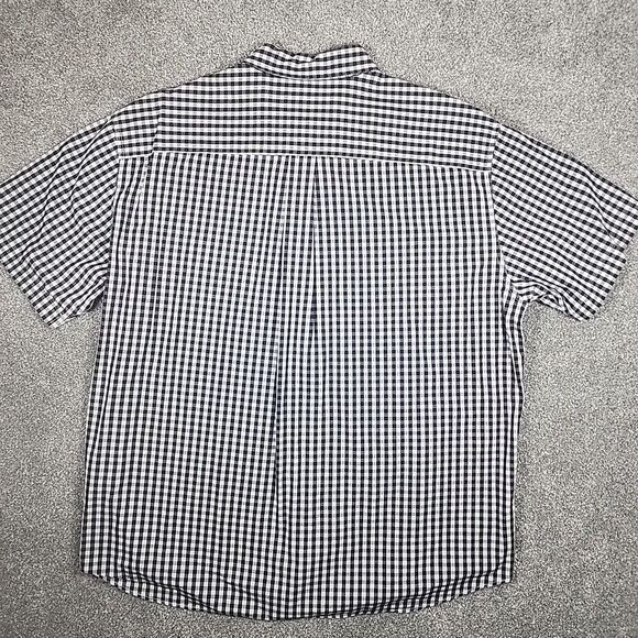 J Crew Button Up Shirt Mens XL Black Gray White Checkered Short Sleeve Pocket - Picture 8 of 10